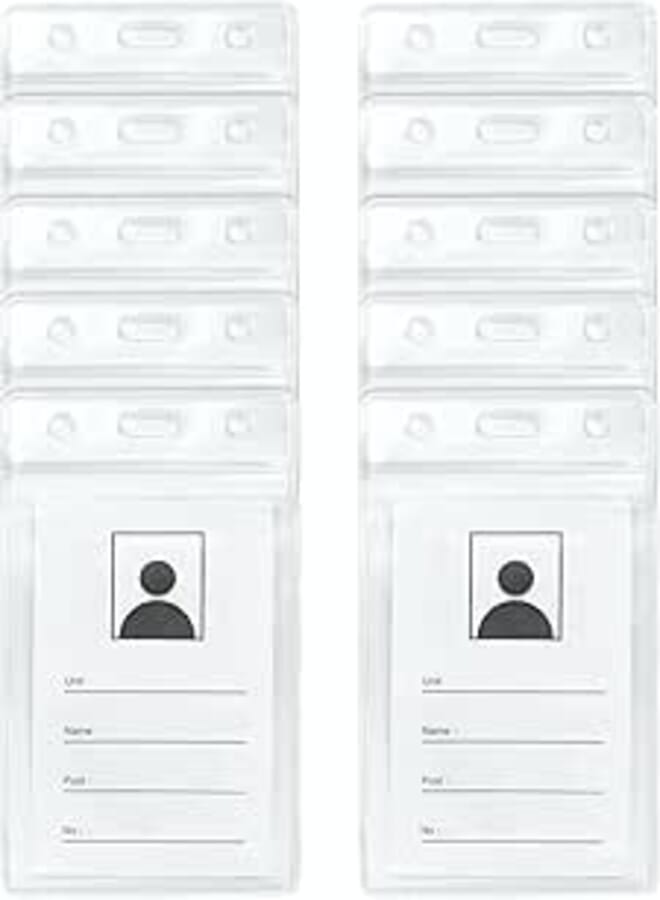 GLUN® PVC Transparent Vertical ID Card Pouch, Double Sides Visible, Unisex ID Card Holder Case for Office, School and Colleges Pack of 10